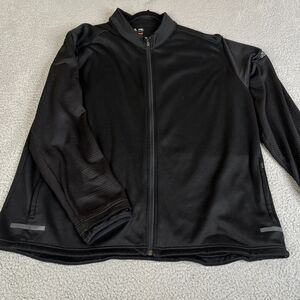 Adidas Jacket Mens 2XL Black Climaheat Full Zip Sweater Collar Golf